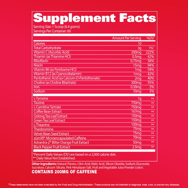 JetFuel Thermo Strawberry - Supplement Facts Panel